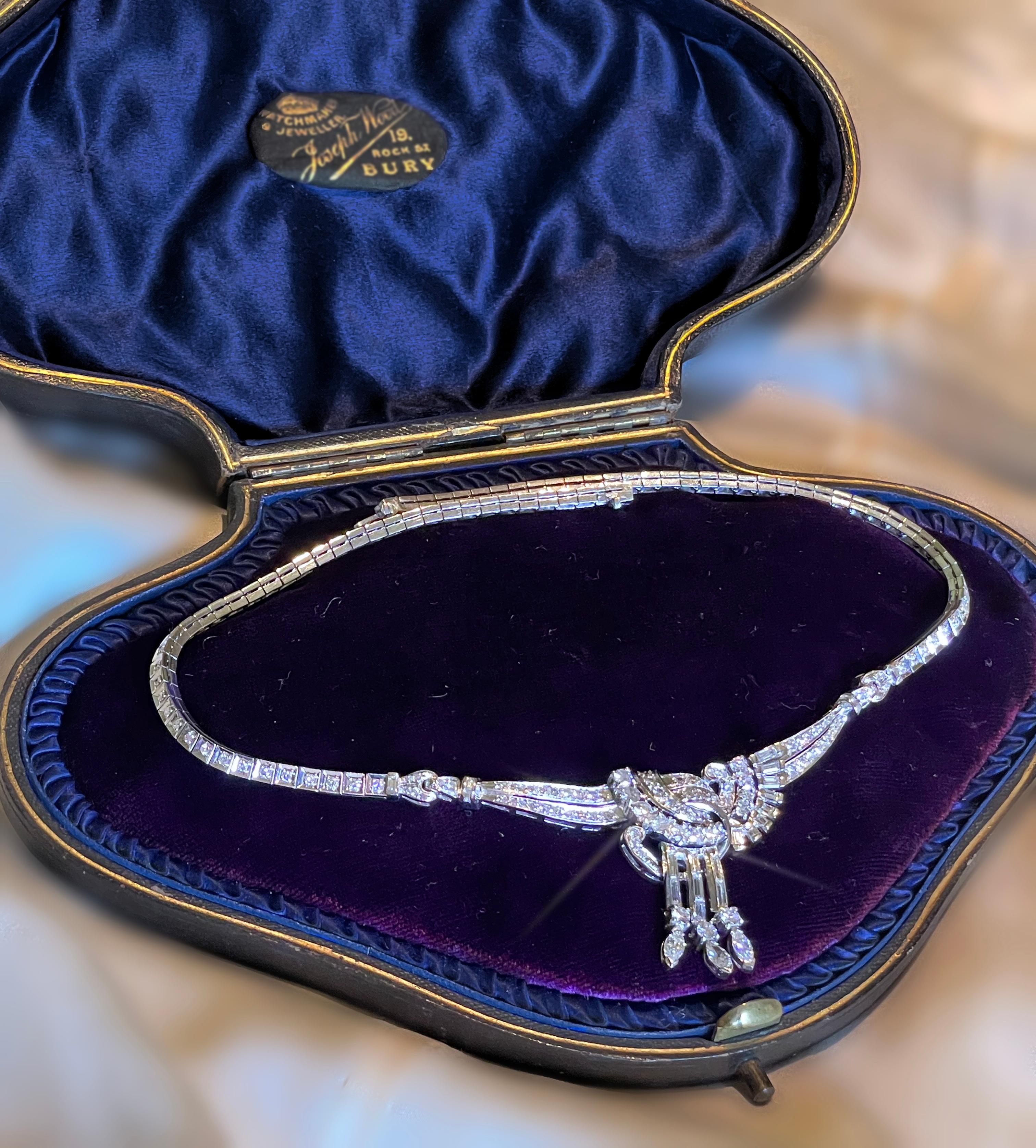 Collar Antiguo de Diamantes en Platino GIA Gargantilla Deco VS Vintage ¡Enorme 9,57 Quilates! en venta 3