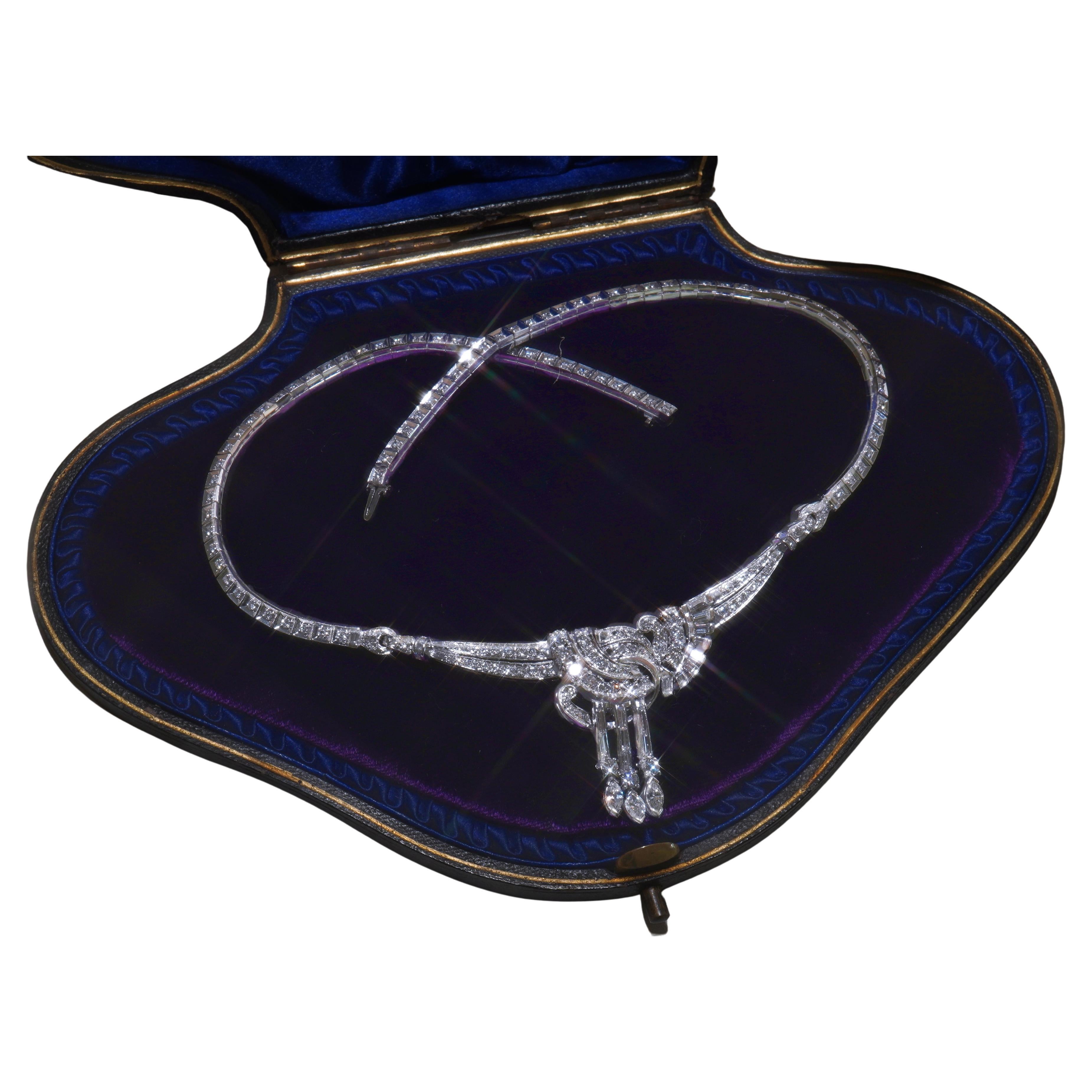 Collar Antiguo de Diamantes en Platino GIA Gargantilla Deco VS Vintage ¡Enorme 9,57 Quilates! en venta