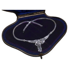Platin Diamant Antike Halskette GIA Deco Choker VS Vintage Riesige 9,57 Karat!