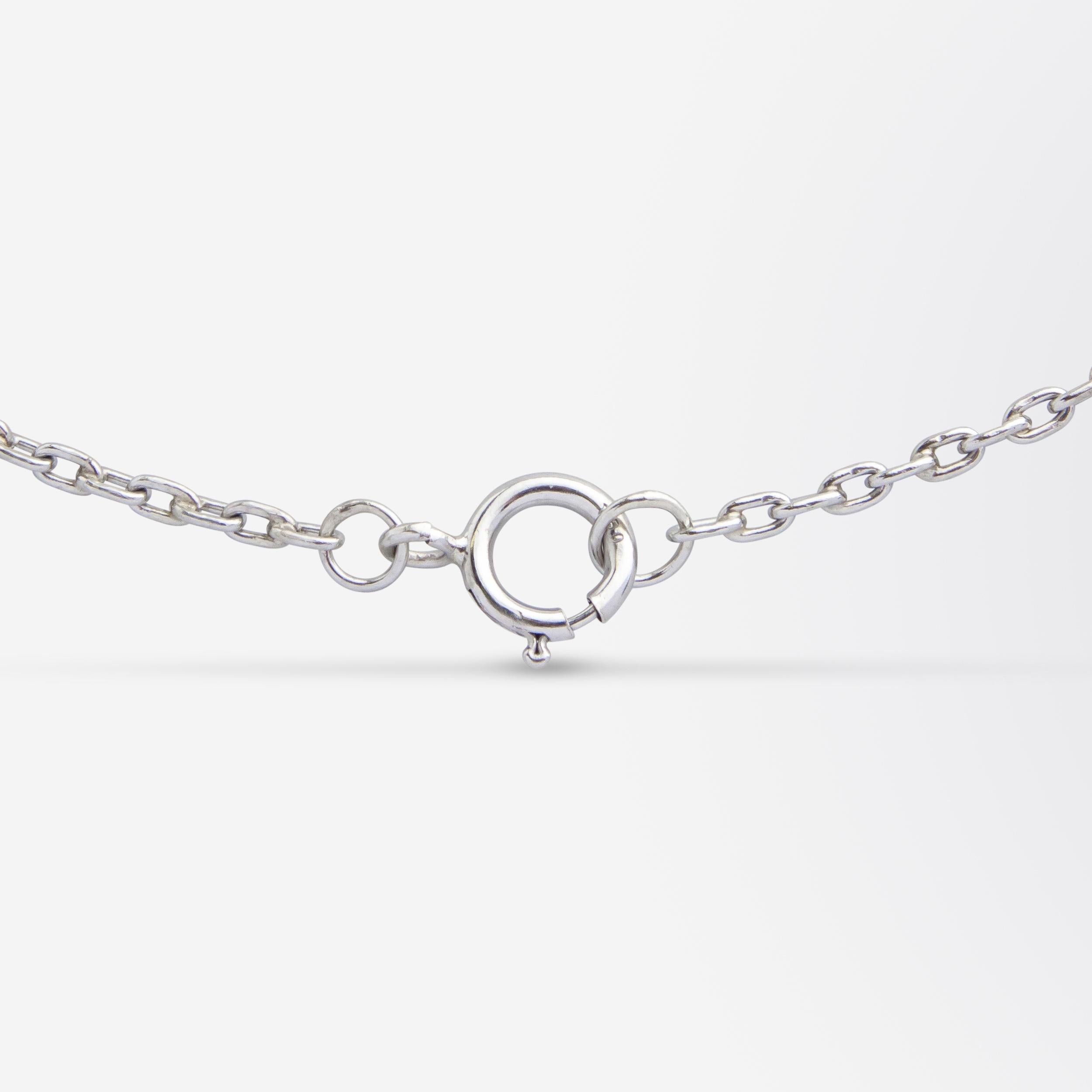 Women's or Men's Platinum, Diamond & Aquamarine Necklace For Sale