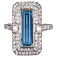 Anillo Aguamarina Diamante Platino