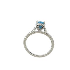 Platinum Diamond & Aquamarine Ring Set with 1.52ct Pear Shape Aquamarine