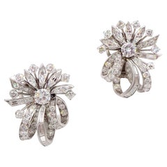 Platinum Diamond Art Deco Clip on Earrings
