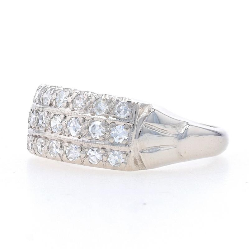 Platinum Diamond Art Deco Cluster Cocktail Band - Single Cut .60ctw Vintage Ring In Good Condition For Sale In Greensboro, NC
