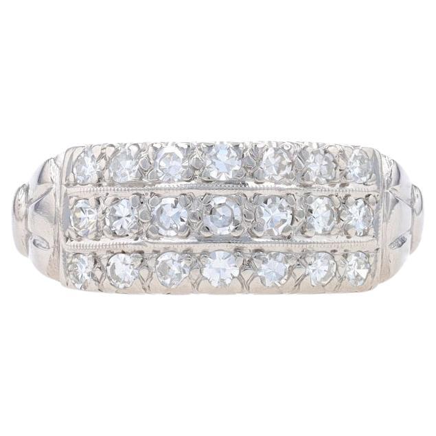 Platin Diamant Art Deco Cluster Cocktail-Ring - Einzelschliff .60ctw Vintage-Ring im Angebot