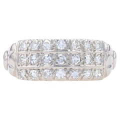 Platin Diamant Art Deco Cluster Cocktail-Ring - Einzelschliff .60ctw Vintage-Ring