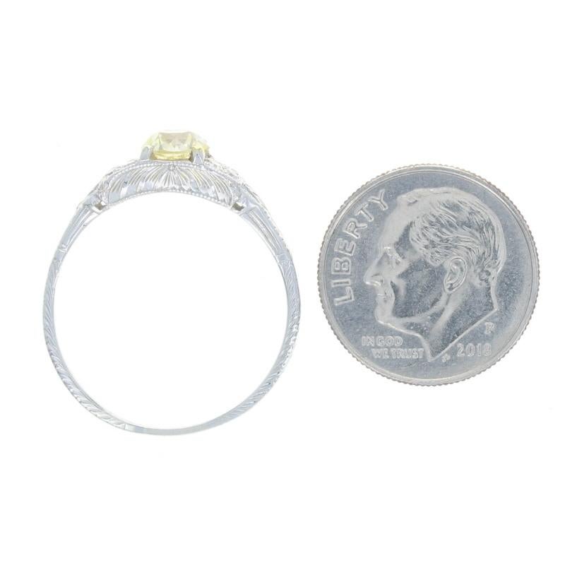 Women's Platinum Diamond Art Deco Engagement Ring - 18k European .88ctw GIA Vintage For Sale