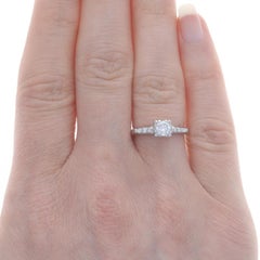 Platinum Diamond Art Deco Engagement Ring - Round Brilliant .49ctw Vintage