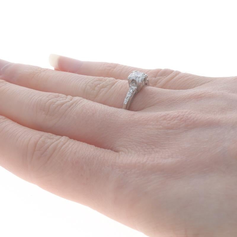 Platinum Diamond Art Deco Engagement Ring - Round Brilliant .49ctw Vintage In Excellent Condition For Sale In Greensboro, NC