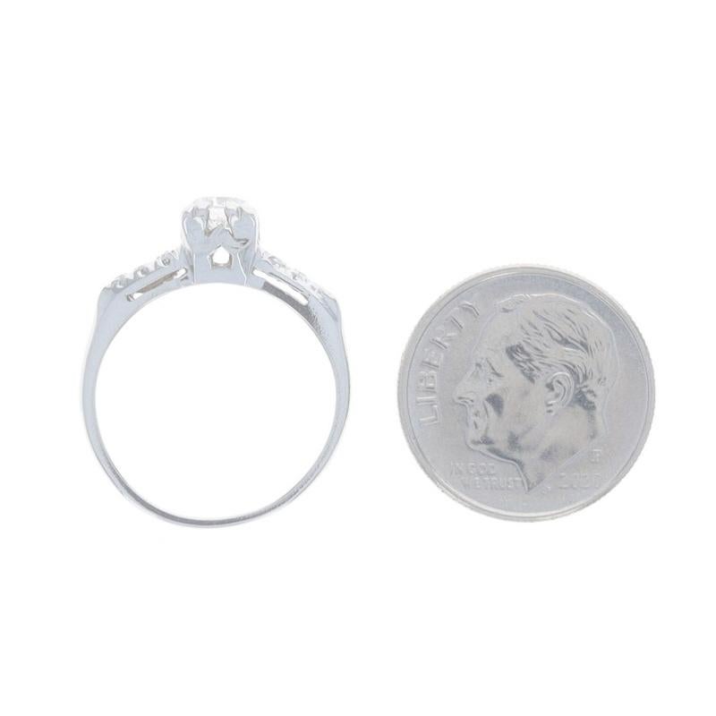 Women's Platinum Diamond Art Deco Engagement Ring - Round Brilliant .49ctw Vintage For Sale