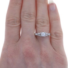 Platinum Diamond Art Deco Engagement Ring - Transitional Round .48ctw Vintage
