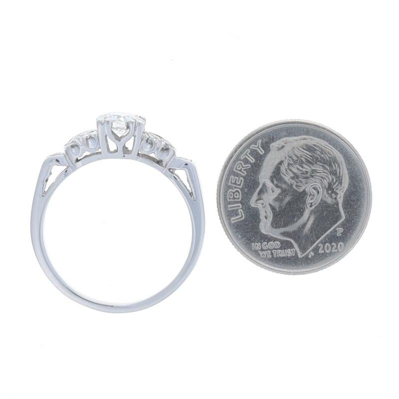Women's Platinum Diamond Art Deco Engagement Ring - Transitional Round .48ctw Vintage For Sale