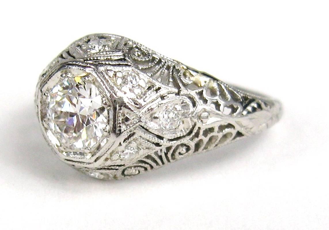 art deco filigree engagement rings