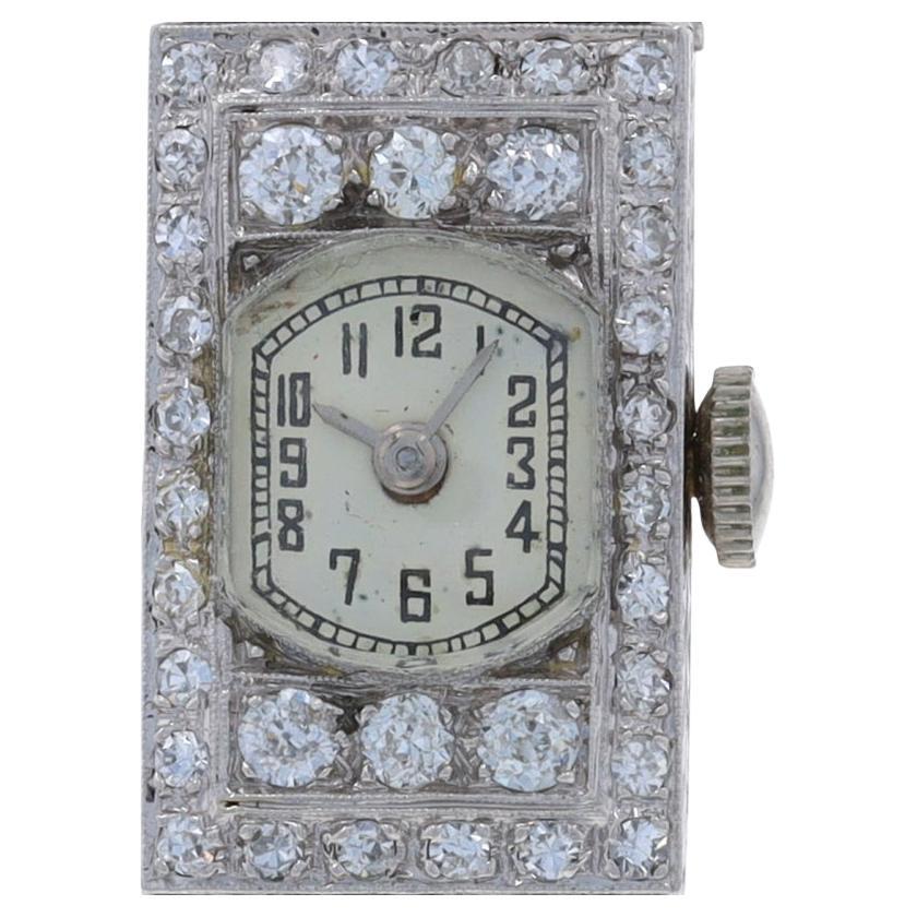 Platinum Diamond Art Deco Ladies Watch 18k & 14k Gold 3.10ctw Vintage 1 Yr Wnty