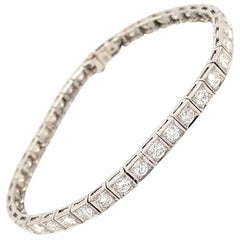 Platinum Diamond Art Deco Line Bracelet