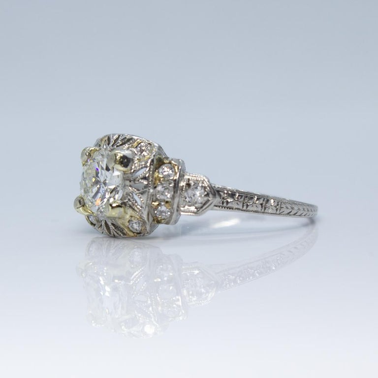 Platinum Diamond Art Deco Style Antique Vintage Engagement Ring For Sale At 1stdibs