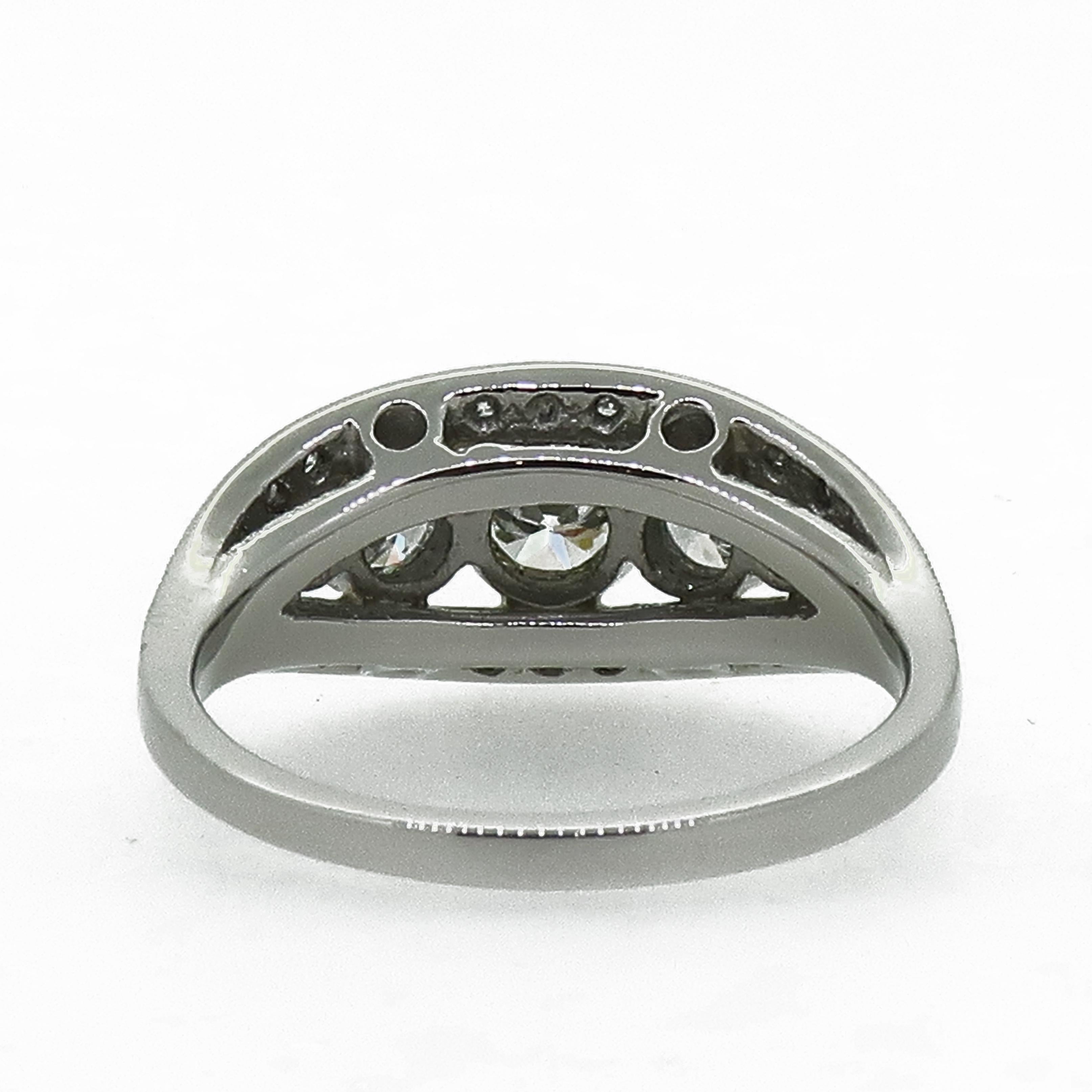 Brilliant Cut Platinum Diamond Art Deco Style Cluster Ring