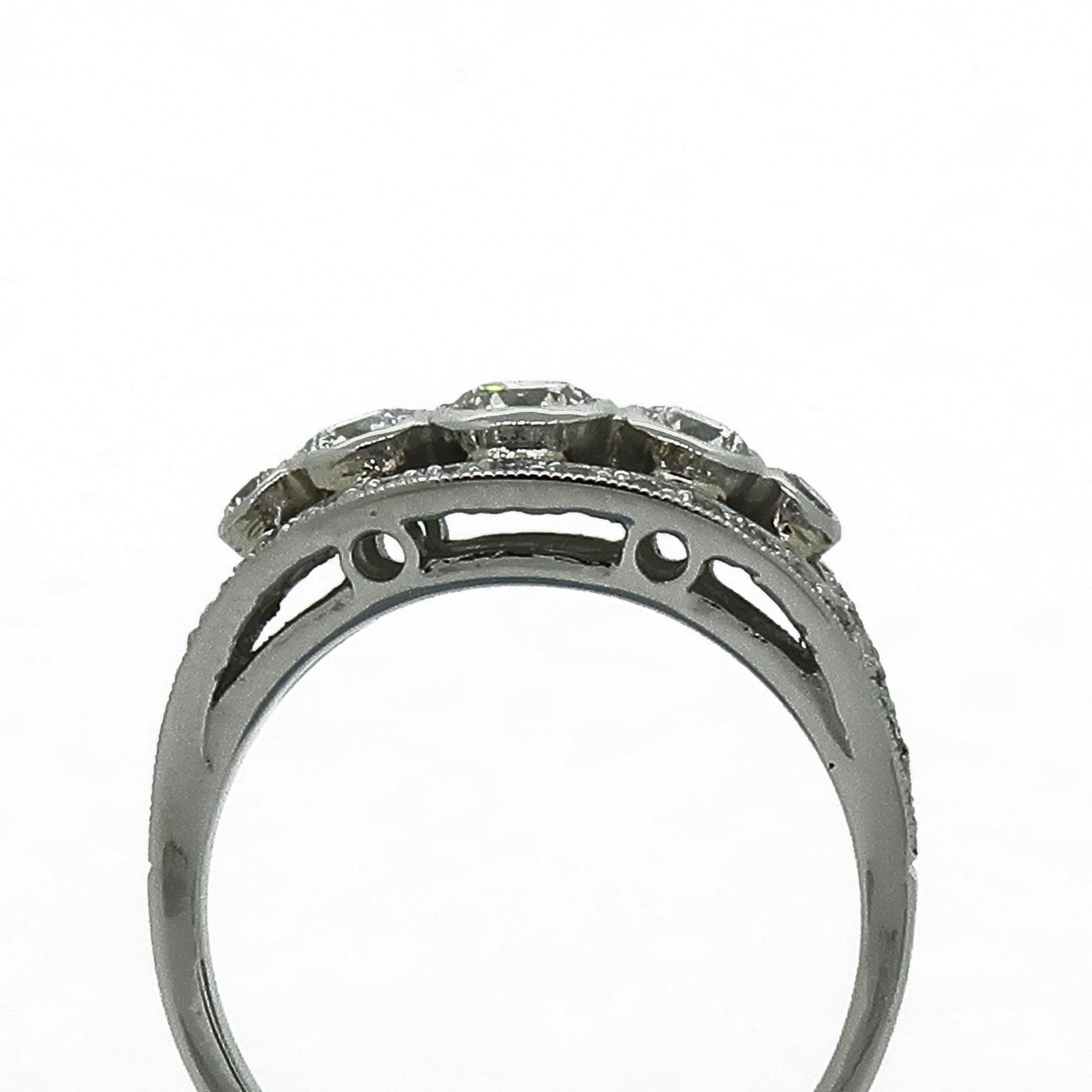 Women's Platinum Diamond Art Deco Style Cluster Ring