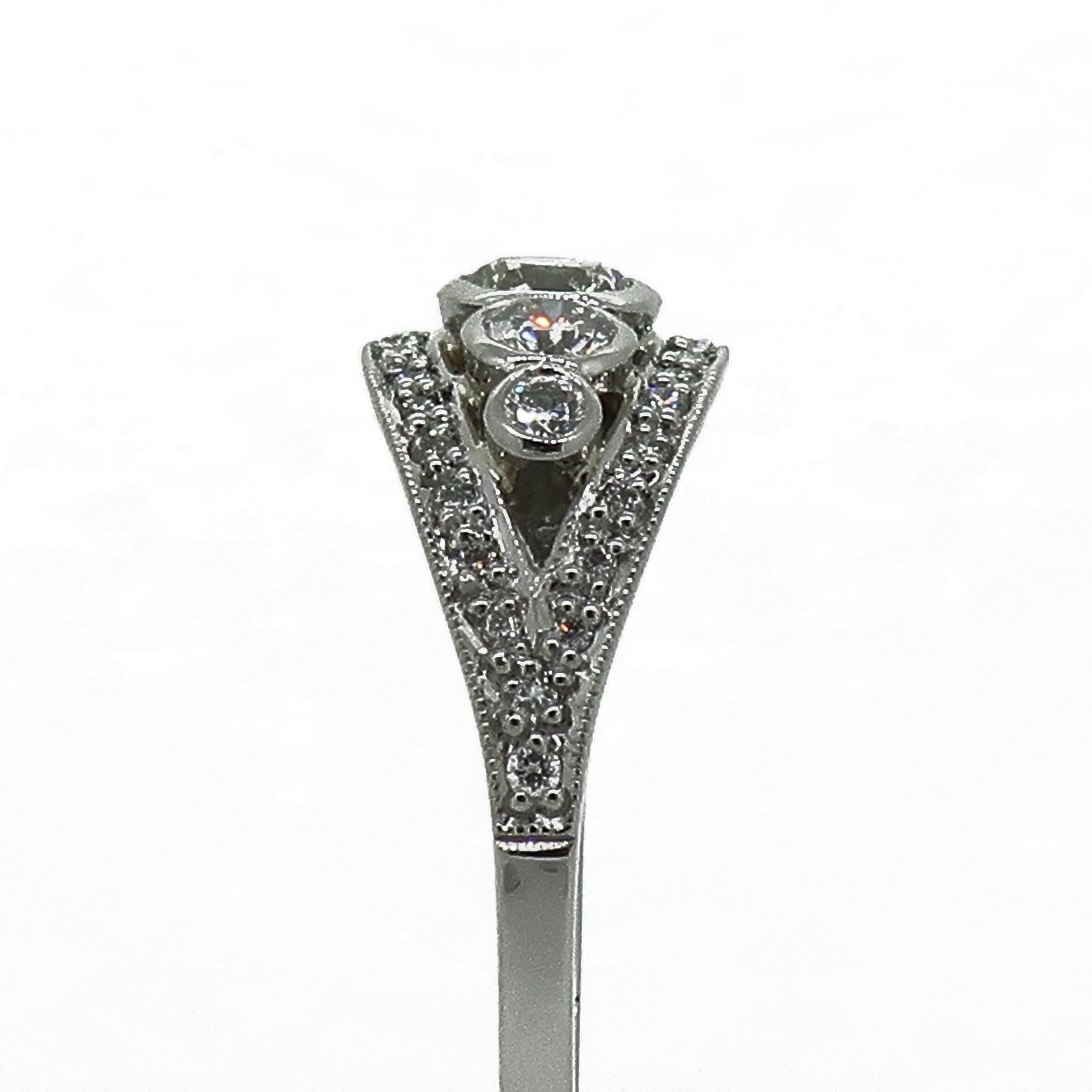 Platinum Diamond Art Deco Style Cluster Ring 1