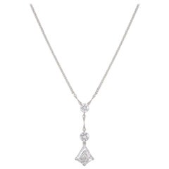 Platinum Diamond Art Deco Style Drop Necklace 1.37 Carat E/VS1