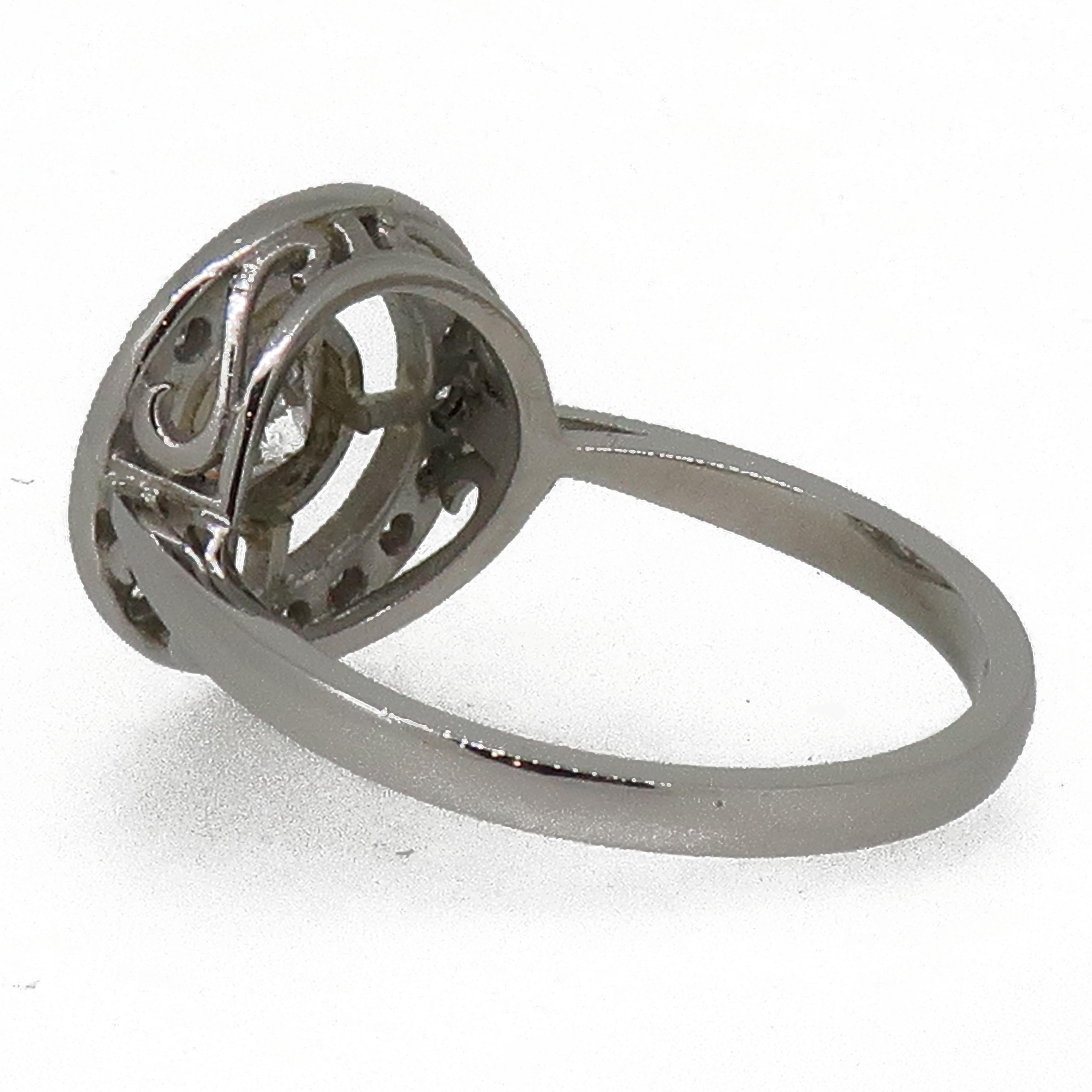 Brilliant Cut Platinum Diamond Art Deco Style Target Cluster Ring For Sale