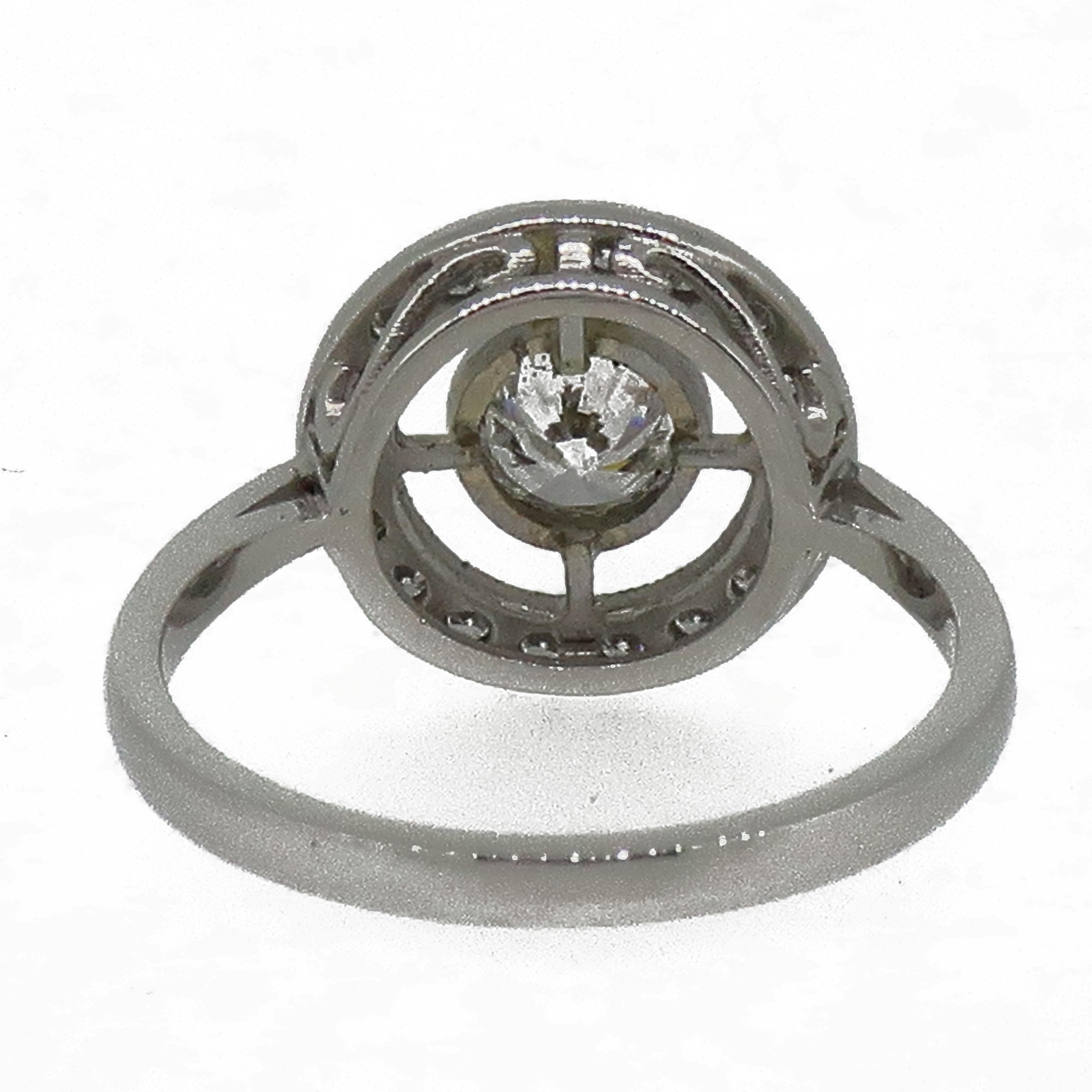 Platinum Diamond Art Deco Style Target Cluster Ring In New Condition For Sale In East Grinstead, GB