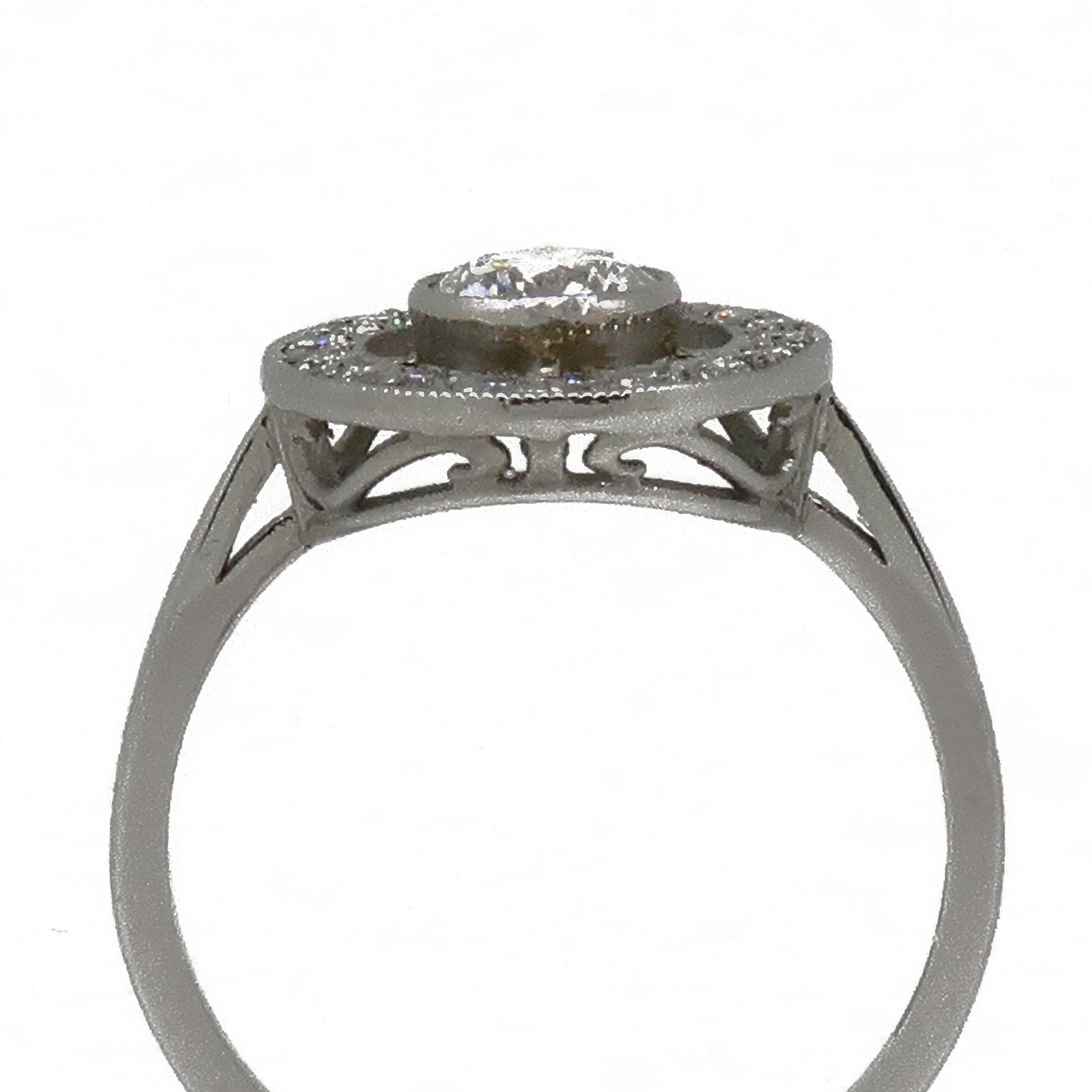Platinum Diamond Art Deco Style Target Cluster Ring For Sale 1