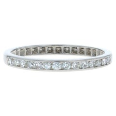 Platinum Diamond Art Deco Wedding Band - 950 .21ctw Vintage