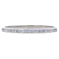 Platinum Diamond Art Deco Wedding Band - Single Cut .10ctw Vintage Ring