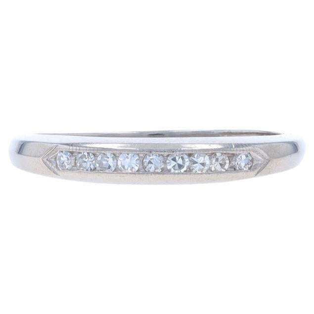 Platinum Diamond Art Deco Wedding Band Single Cut .12ctw Vintage Knife-Edge Ring