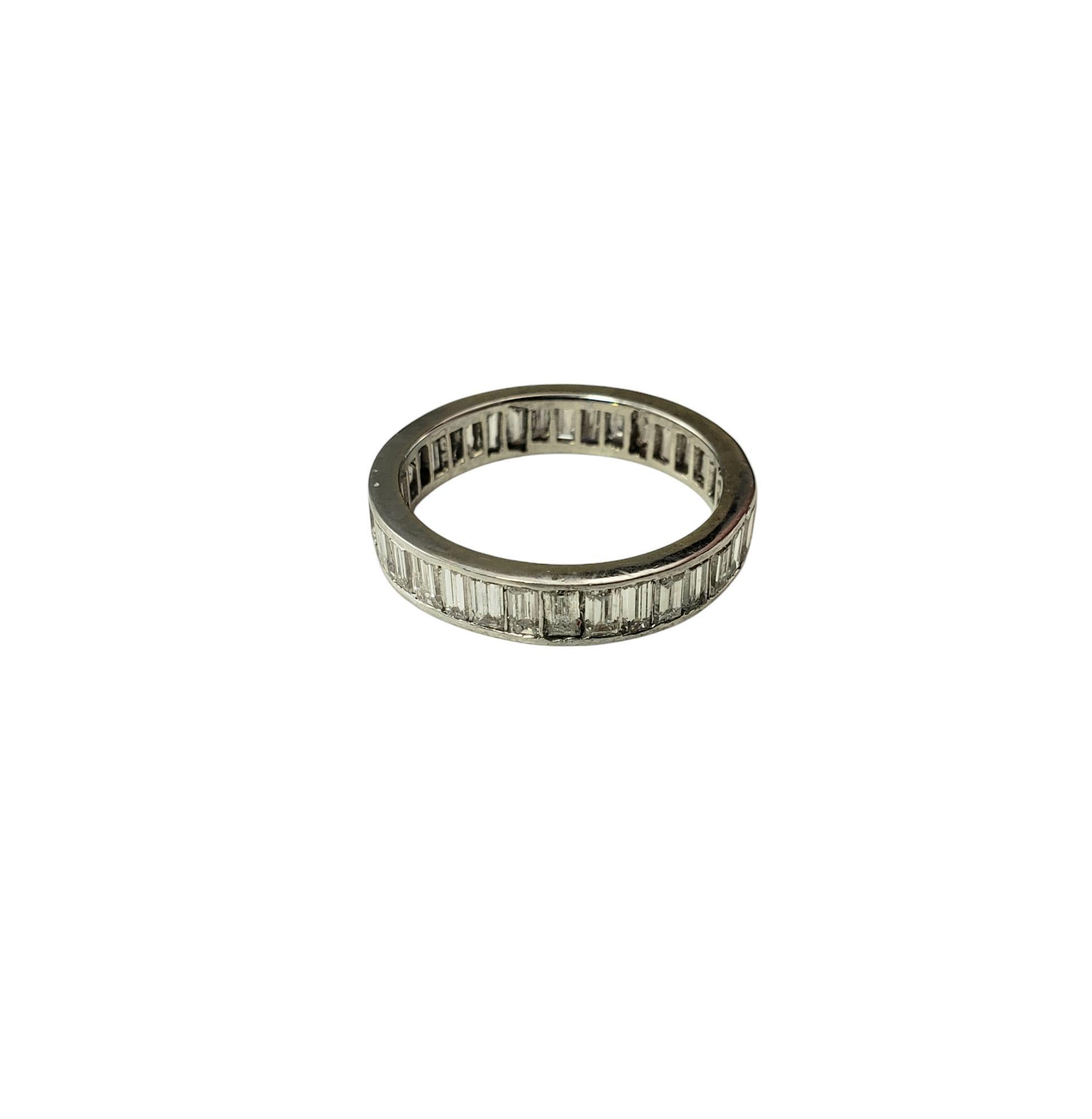 Platinum Diamond Baguette Cut Eternity Band Size 7.25 #19849 Bon état - En vente à Washington Depot, CT