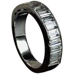Platinum Diamond Baguette Half Eternity Ring Handmade by Matthew Cambery