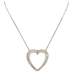 Collar Corazón Baguette de Diamantes en Platino 3,00 Quilates Circa 1960's