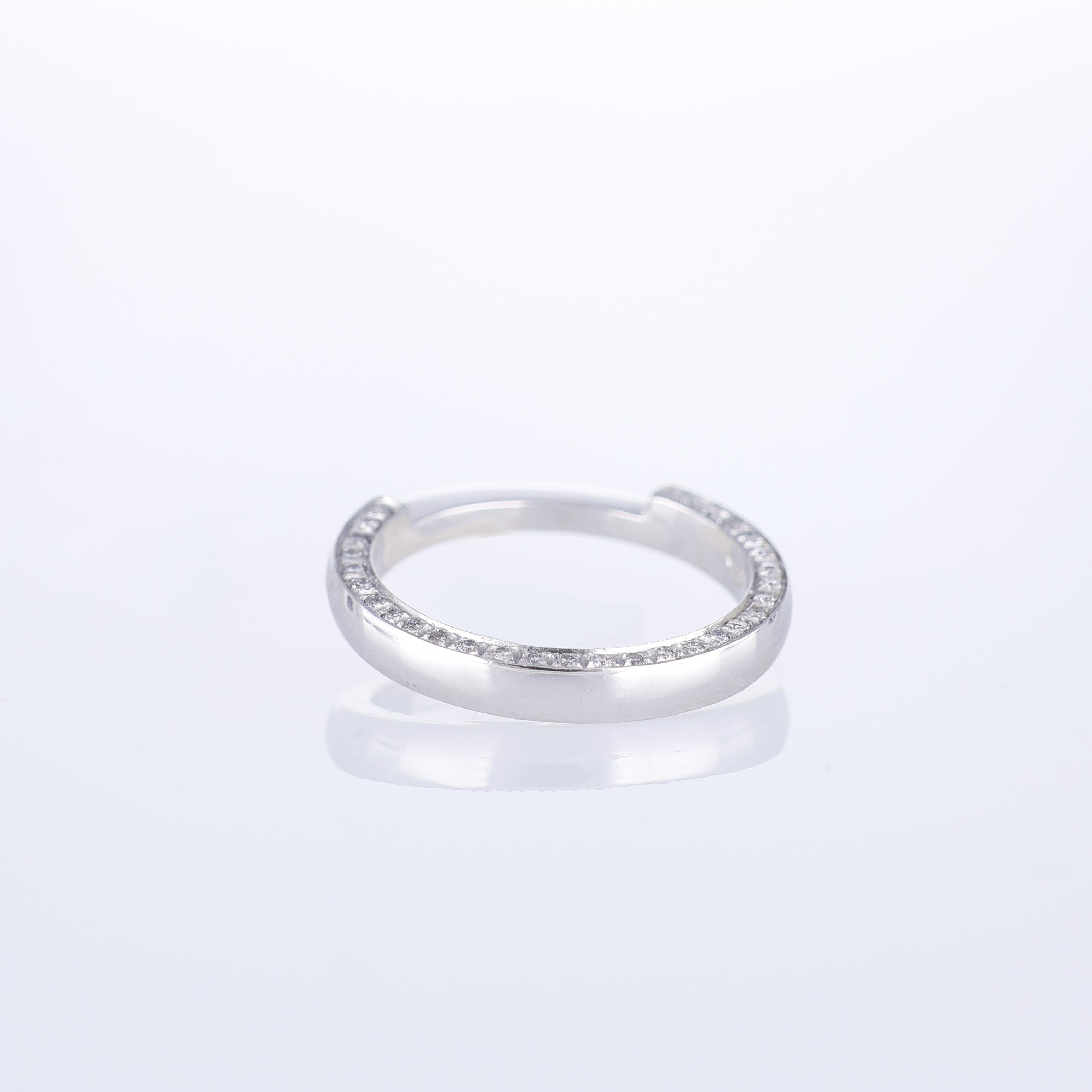 Platinum Diamond Band with white diamonds 0.14 carats In New Condition For Sale In Bergamo, BG