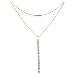 Platinum Diamond Bar Pendant 18k Gold Chain Necklace