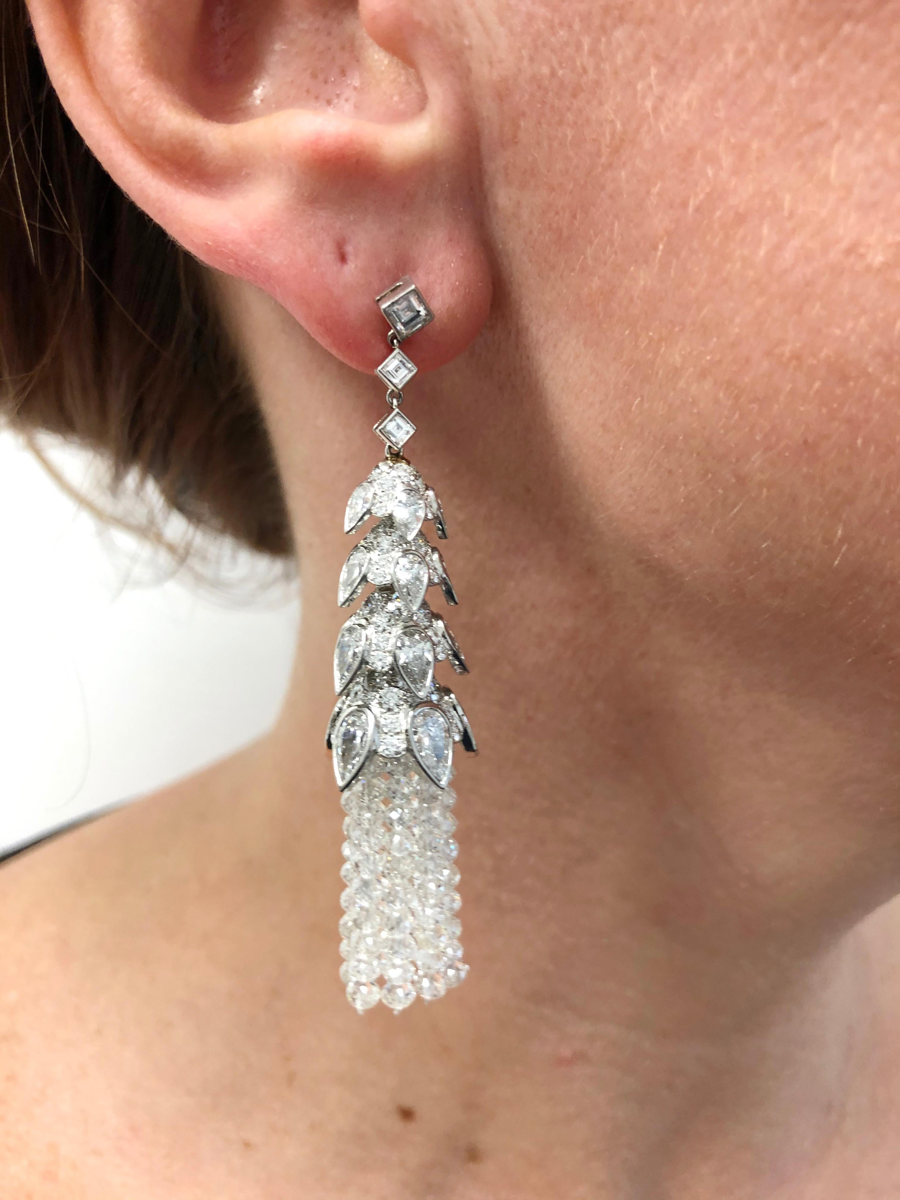 Mixed Cut Contemporary Diamond Tassel Earrings