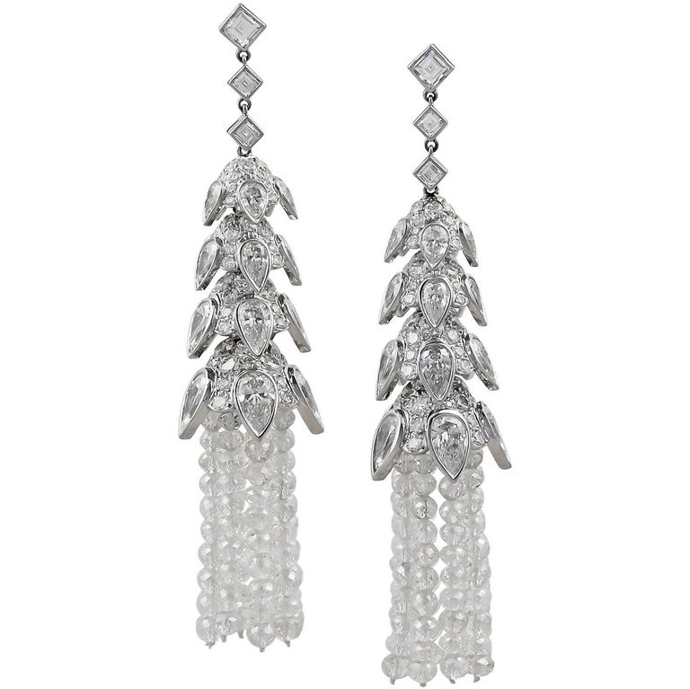 Platinum Diamond Beads Earrings For Sale at 1stdibs