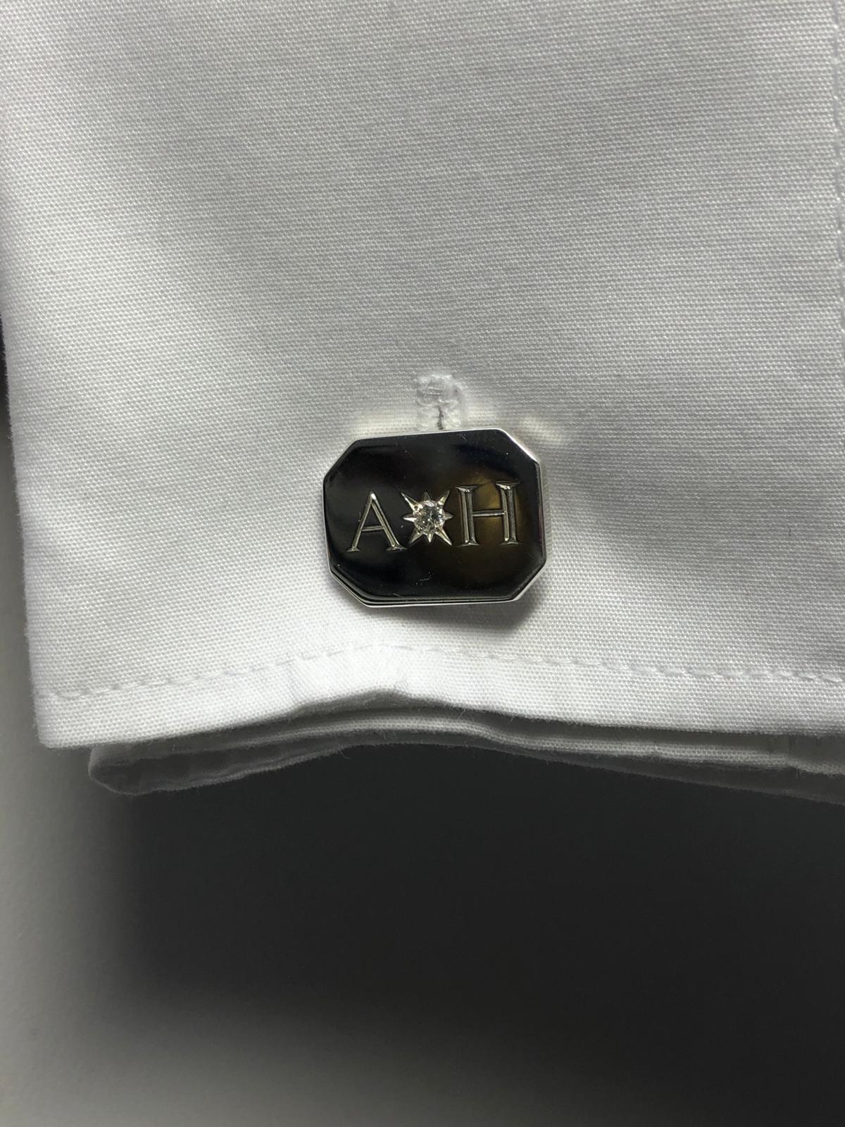 Platinum Diamond Bespoke Rectangular Initials Eng… - image 10