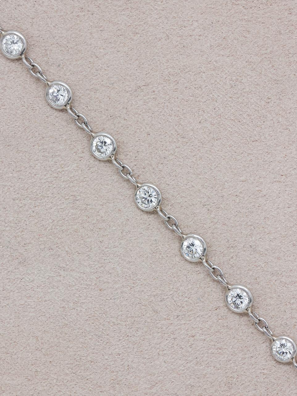 Platinum and Diamond Bezel Set Chain Bracelet 2.00 Carat In Excellent Condition For Sale In West Hollywood, CA