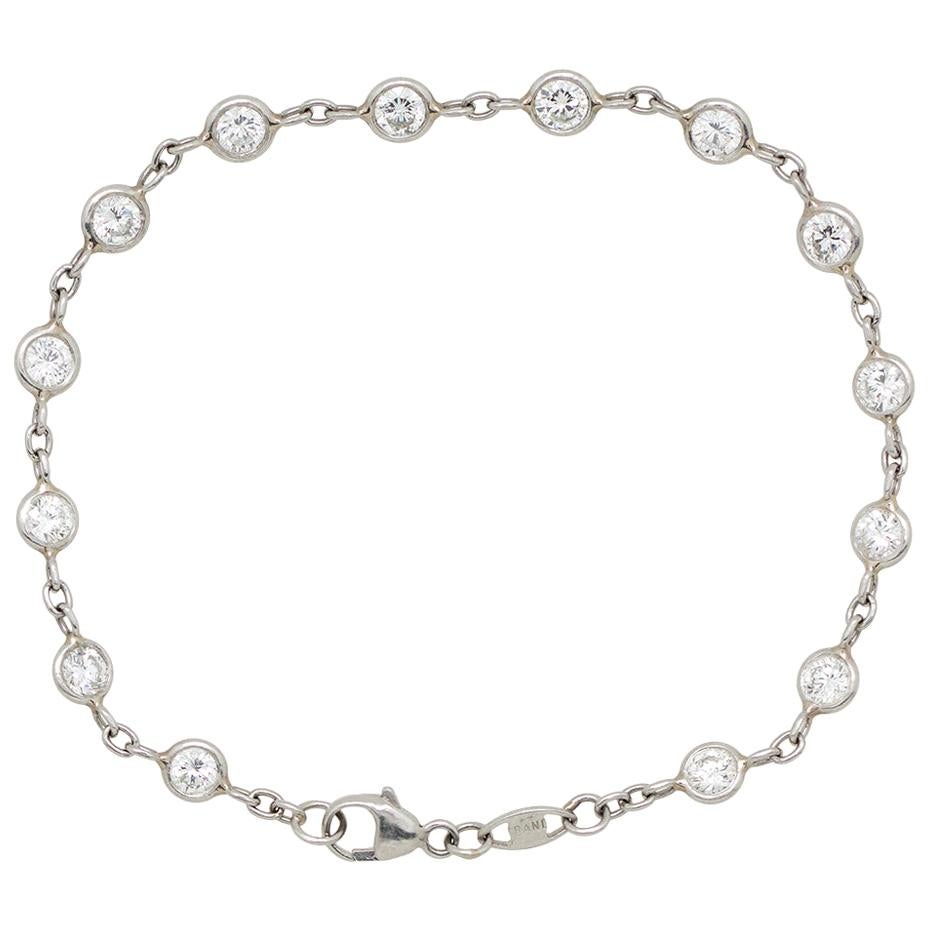 Platinum and Diamond Bezel Set Chain Bracelet 2.00 Carat For Sale
