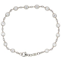 Platinum and Diamond Bezel Set Chain Bracelet 2.00 Carat