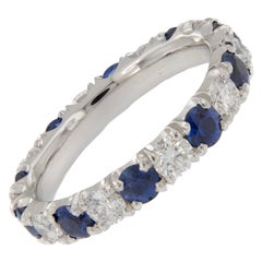 Platinum Diamond Blue Sapphire Eternity Ring