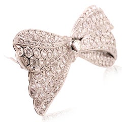 Platinum Diamond Bow Brooch
