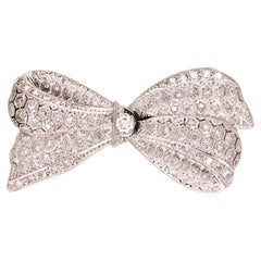 Platinum Diamond Bow Brooch
