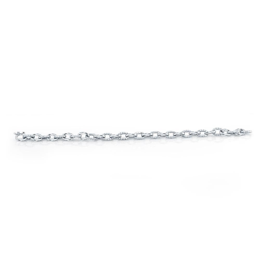 Modern Platinum Pave Set Diamond Link Bracelet Diamonds Weighing 12.55 Carat