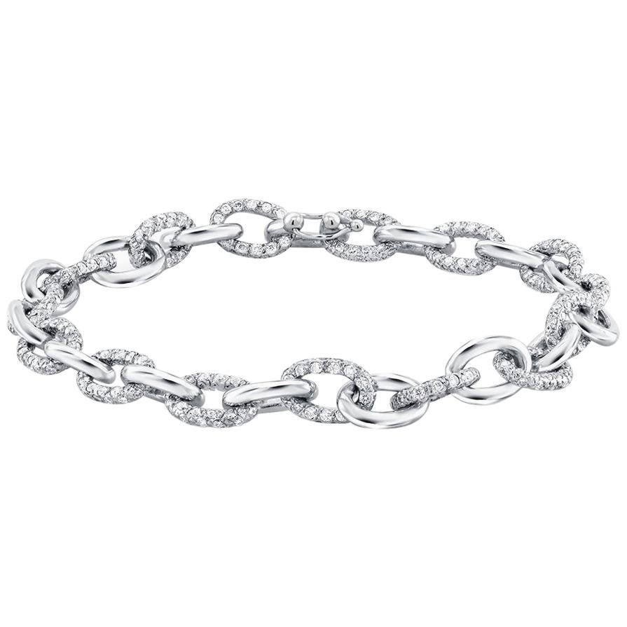 Platinum Pave Set Diamond Link Bracelet Diamonds Weighing 12.55 Carat In New Condition In New York, NY