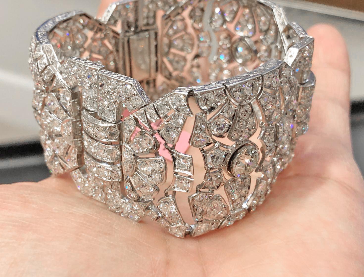 Mixed Cut Platinum Diamond Bracelet 45 Carat For Sale