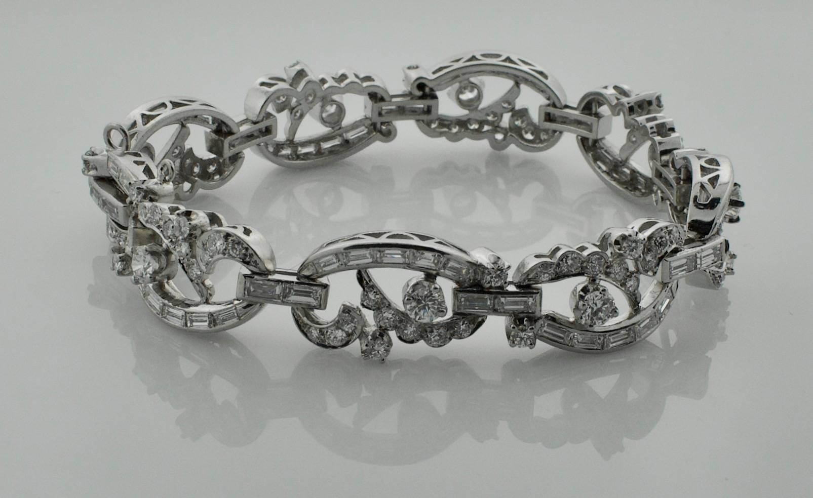 Women's or Men's Platinum Diamond Bracelet, circa 1930s For Sale