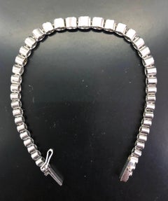 Vintage Platinum Diamond Tennis Bracelet, 6.5ct Brilliant Cut, Italy