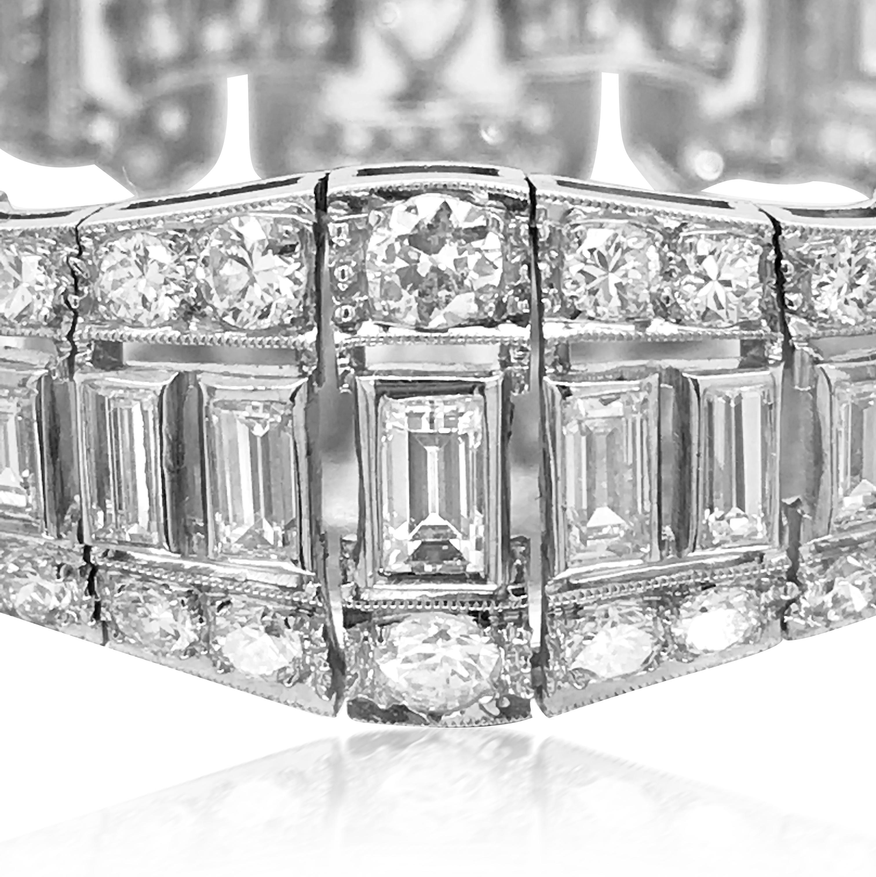 Taglio misto Bracciale in platino con diamanti in vendita